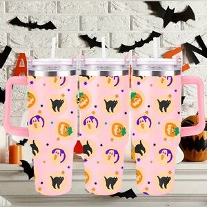 New Pink Halloween Cookies Stainless Steel Tumbler